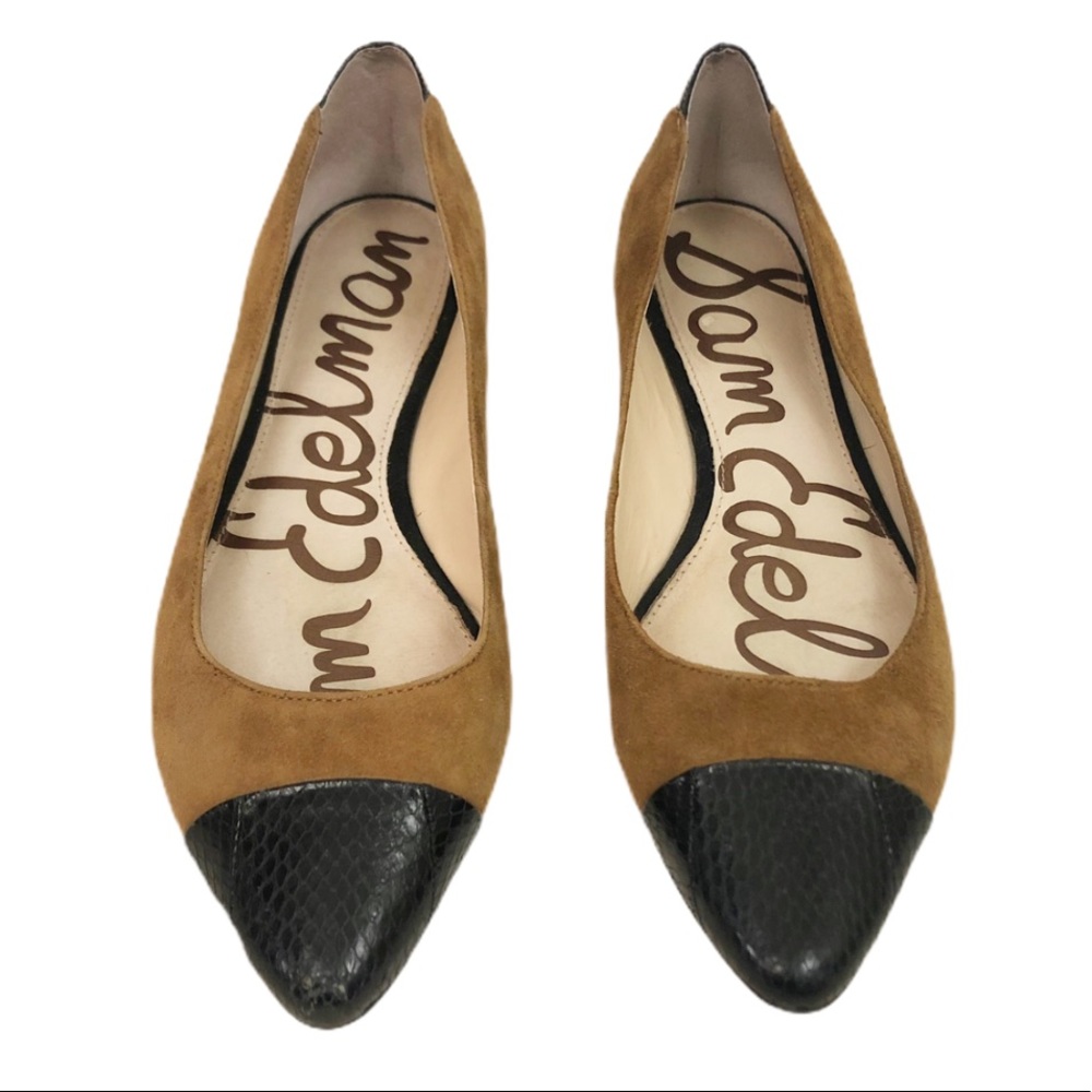 Sam Edelman Trent Cap Toe Snakeskin Suede Flats